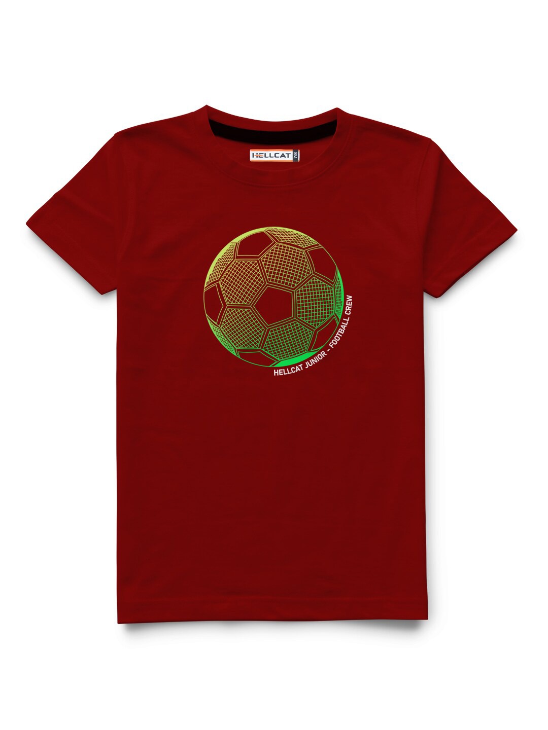 

HELLCAT Boys Graphic Printed Cotton T-shirt, Maroon