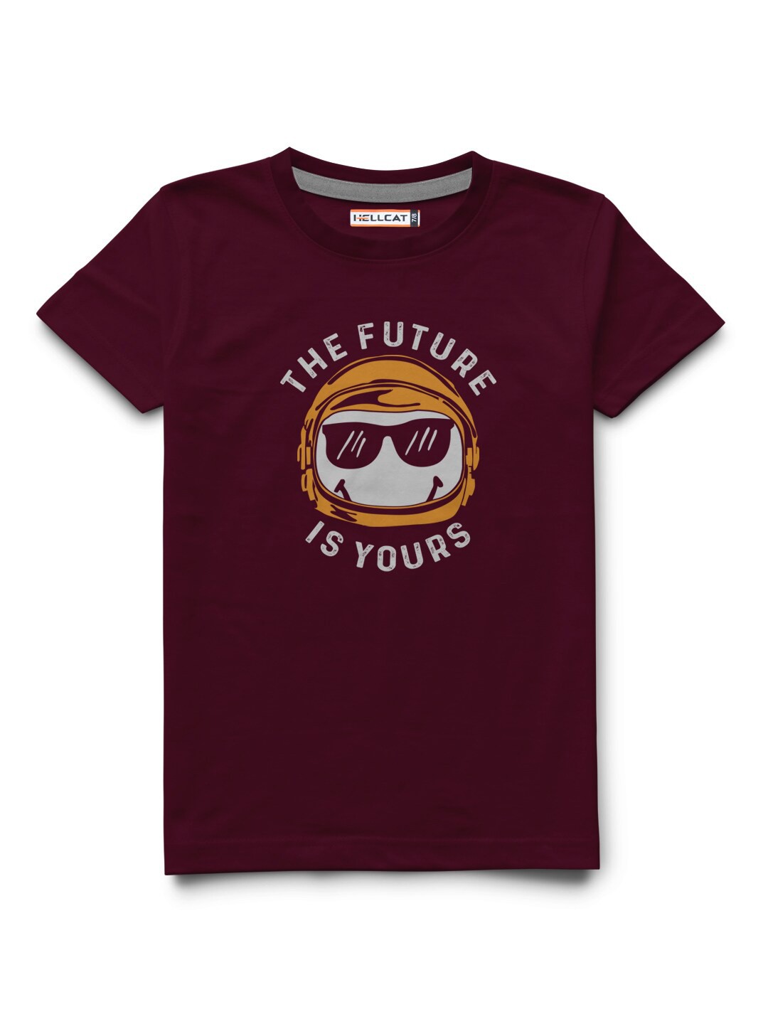 

HELLCAT Boys Typography Printed Regular Fit Cotton T-shirt, Maroon
