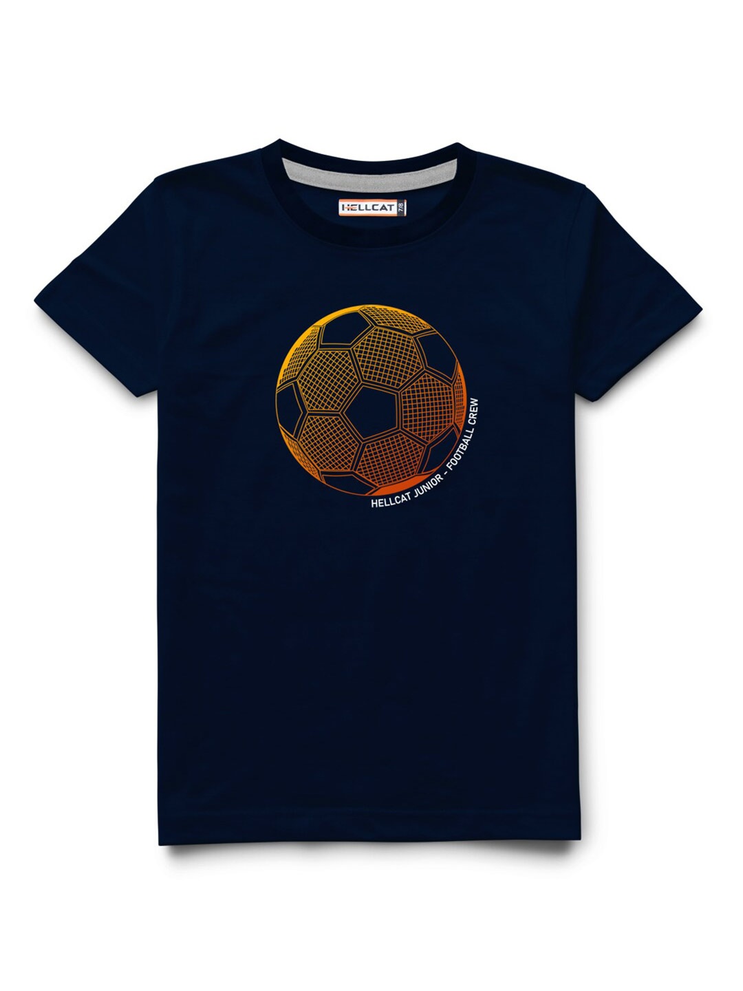 

HELLCAT Boys Graphic Printed Regular Fit Cotton T-shirt, Navy blue