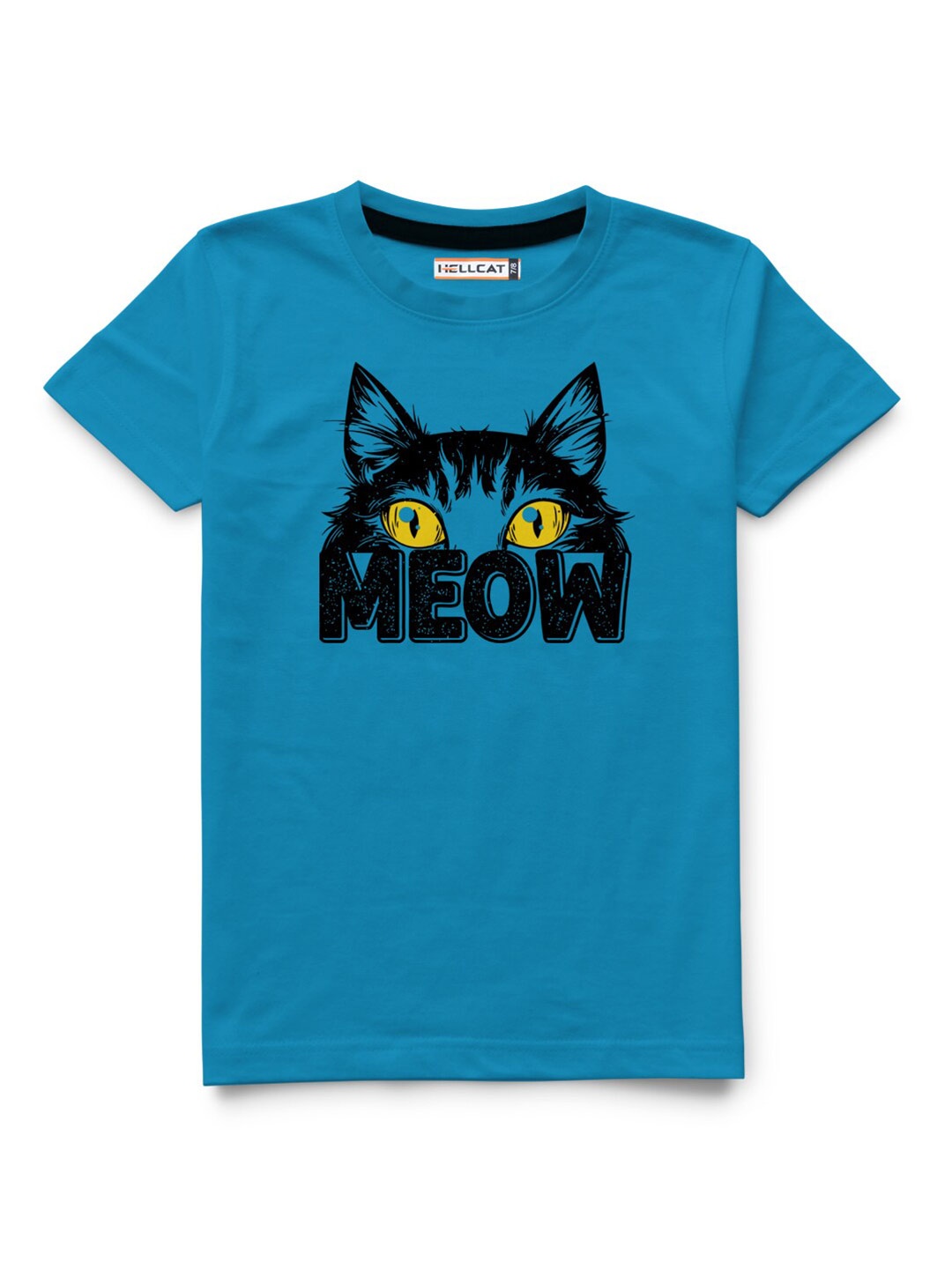 

HELLCAT Boys Graphic Printed Cotton T-shirt, Turquoise blue