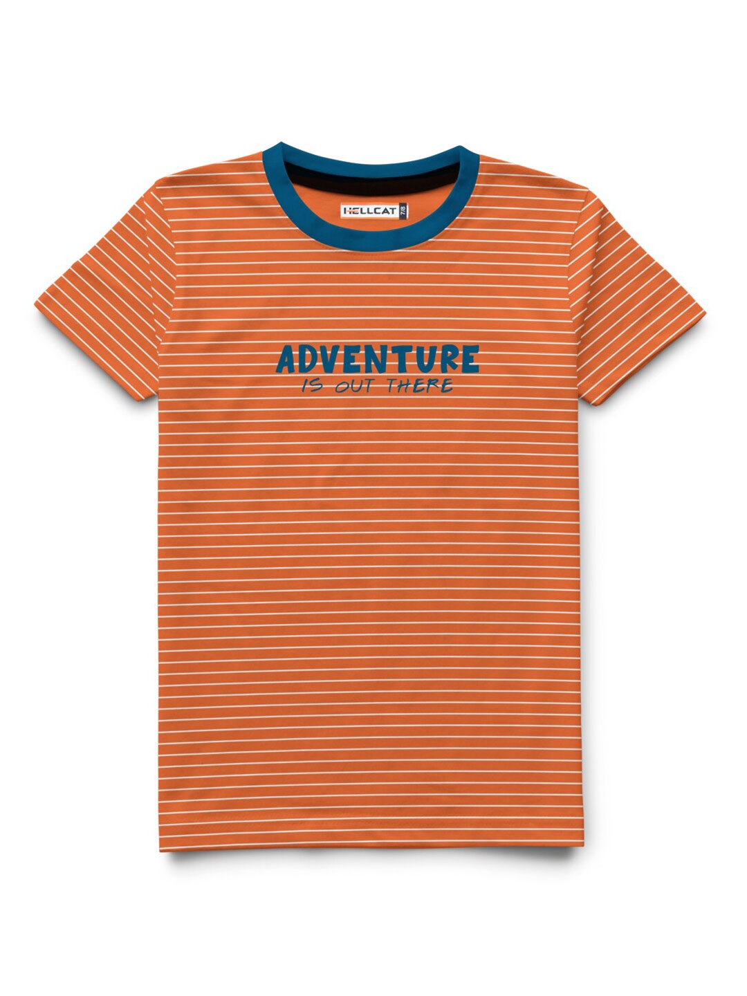 

HELLCAT Boys Striped Cotton T-shirt, Orange