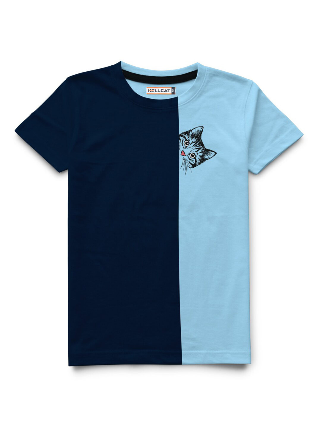 

HELLCAT Boys Graphic Printed Cotton T-shirt, Blue
