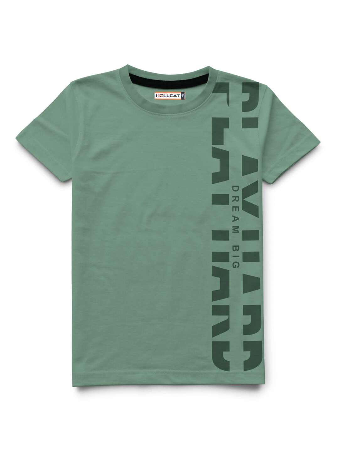 

HELLCAT Boys Typography Printed Cotton T-shirt, Green