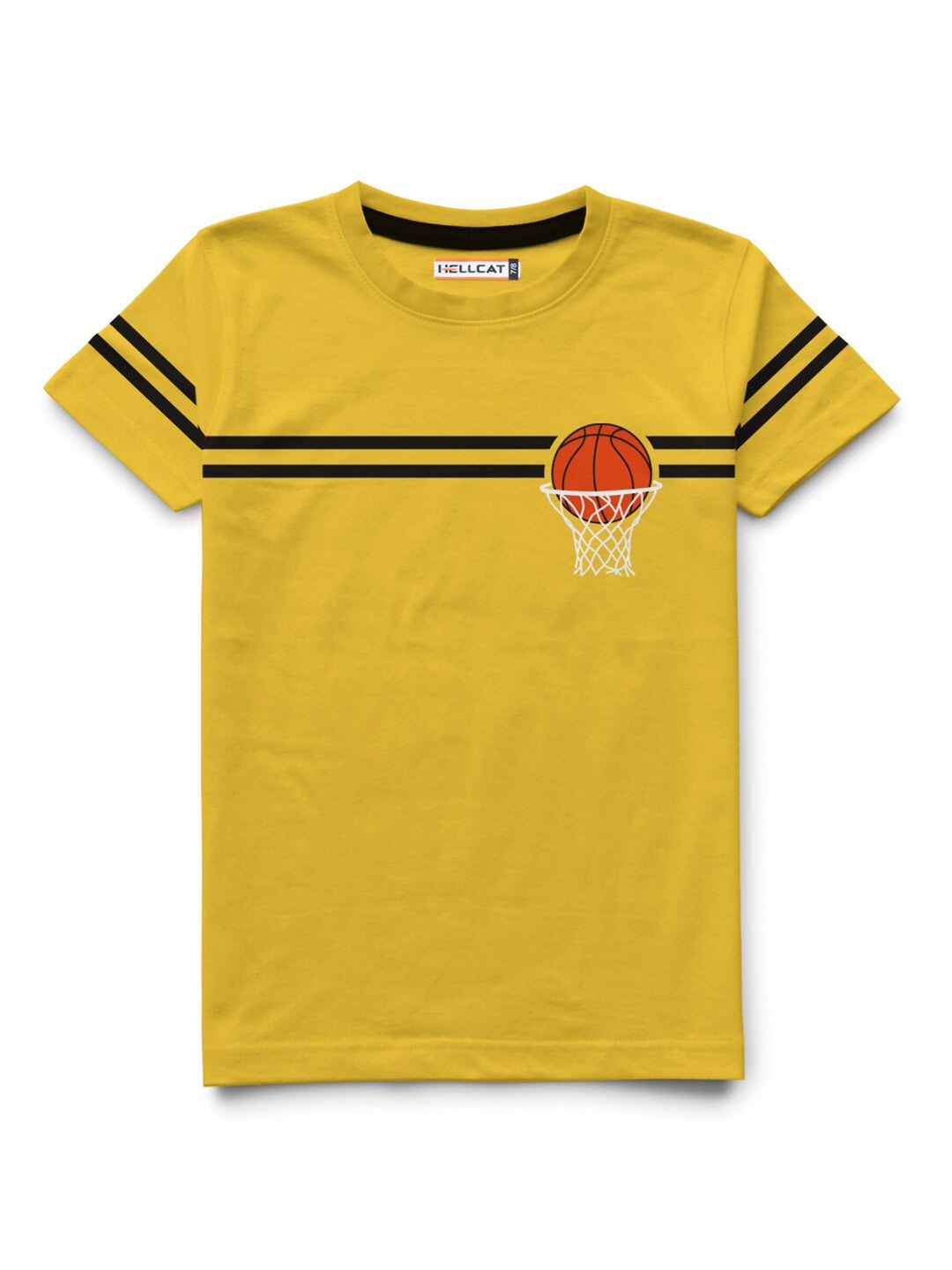 

HELLCAT Boys Graphic Printed Cotton T-shirt, Yellow