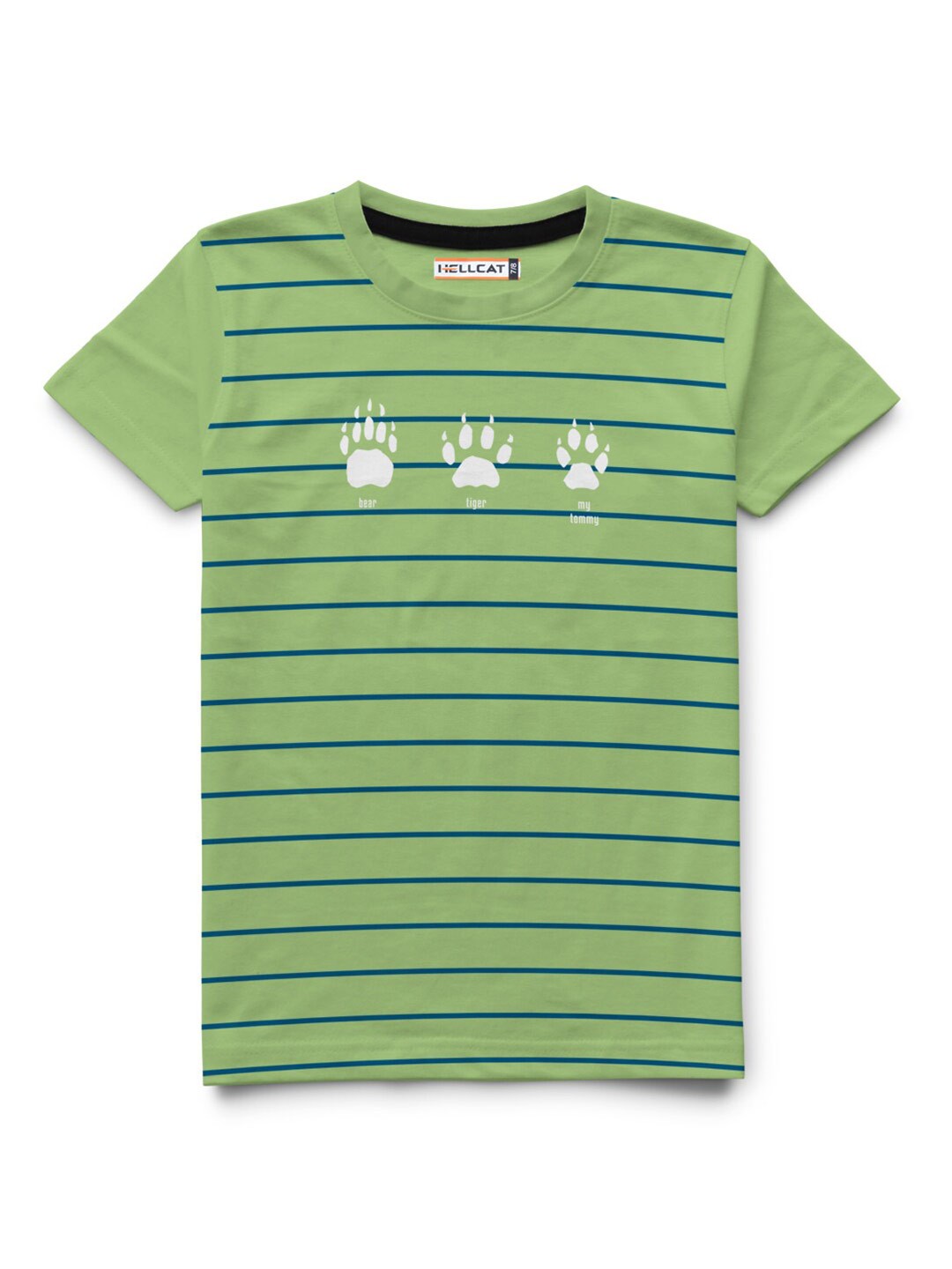 

HELLCAT Boys Striped Cotton T-shirt, Green