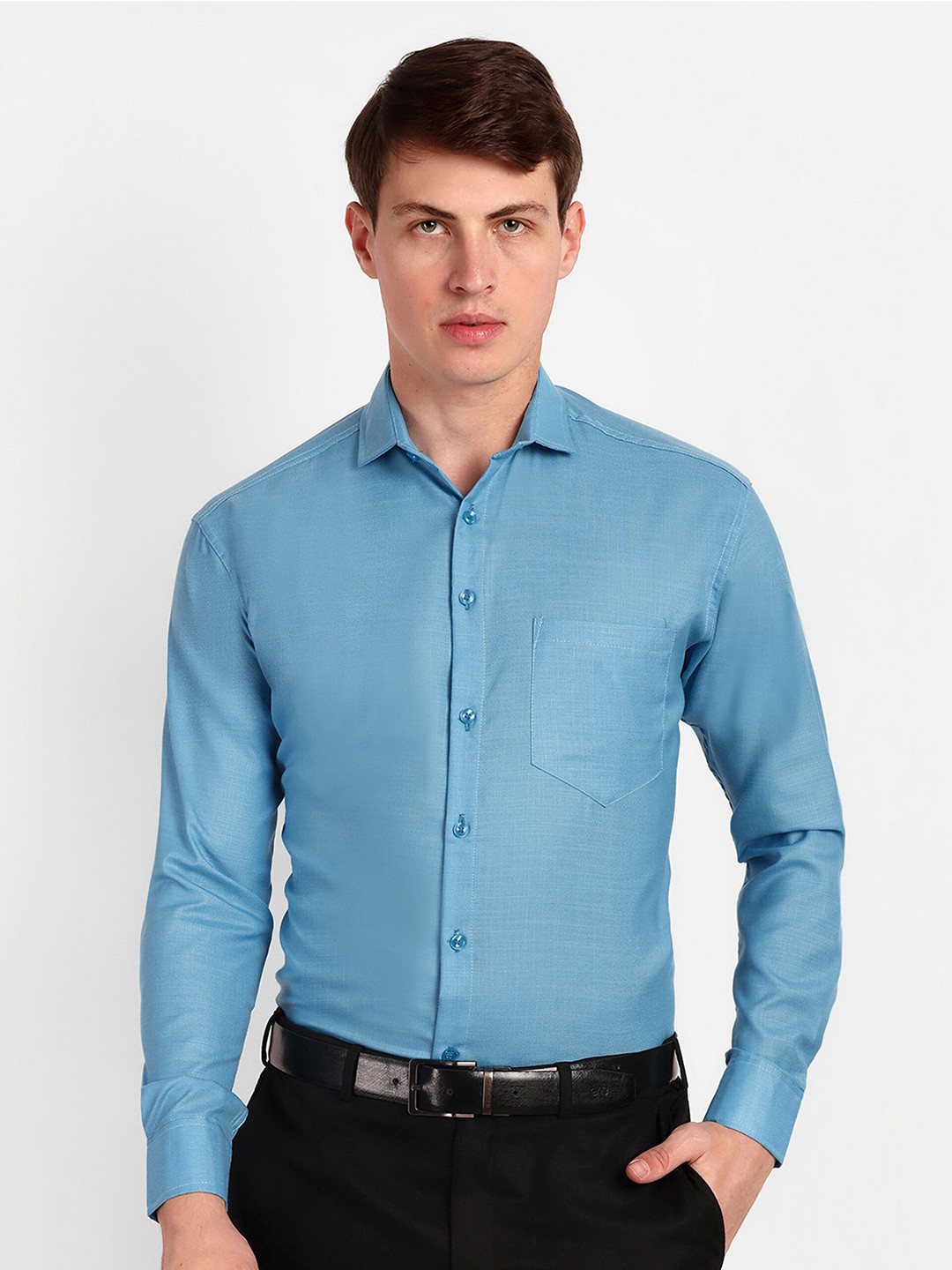 

COLORWINGS Comfort Spread Collar Formal Shirt, Turquoise blue