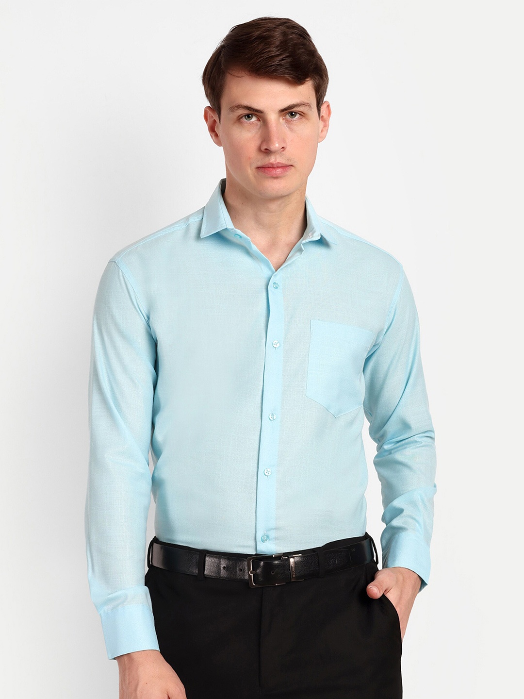 

COLORWINGS Comfort Spread Collar Formal Shirt, Turquoise blue