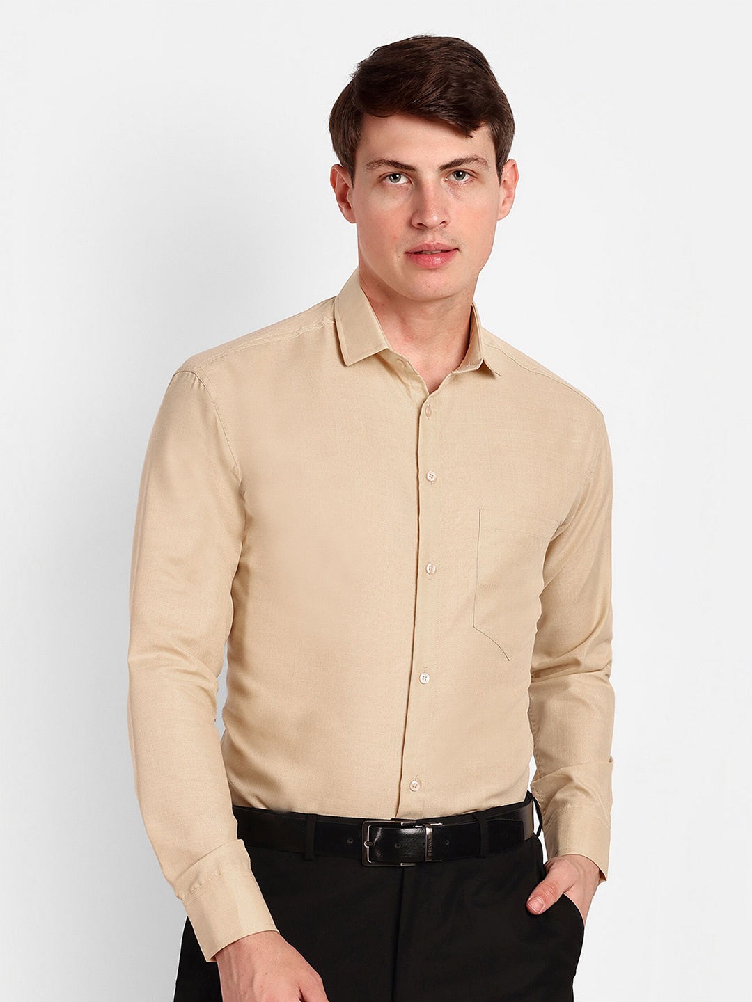 

COLORWINGS Comfort Spread Collar Formal Shirt, Beige