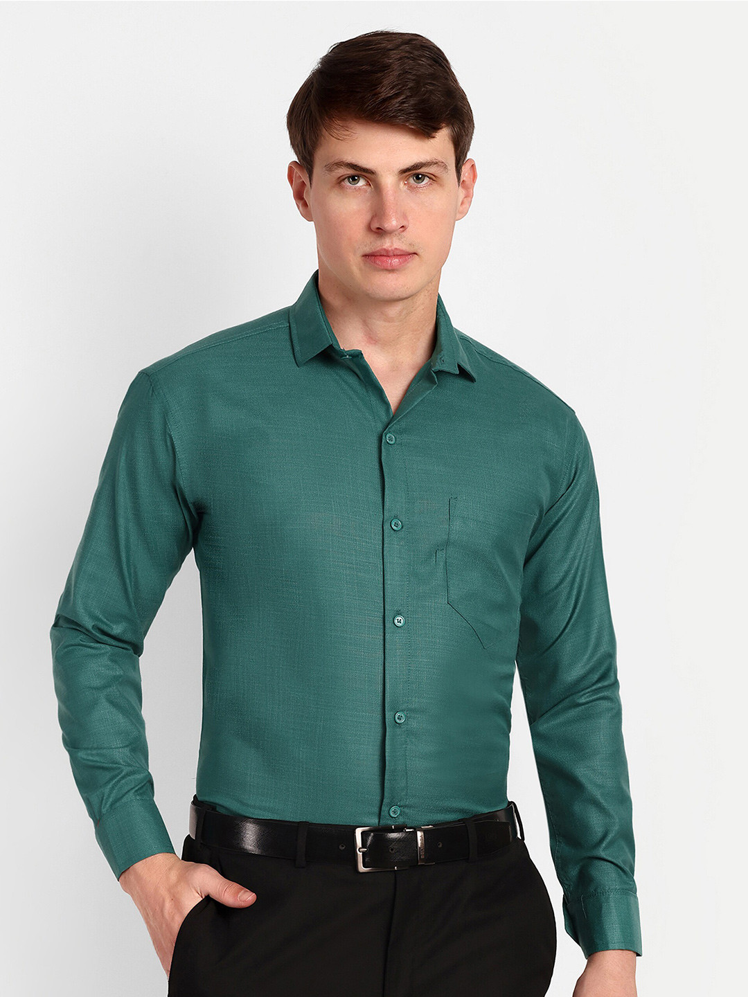 

COLORWINGS Comfort Slim Collar Formal Shirt, Green