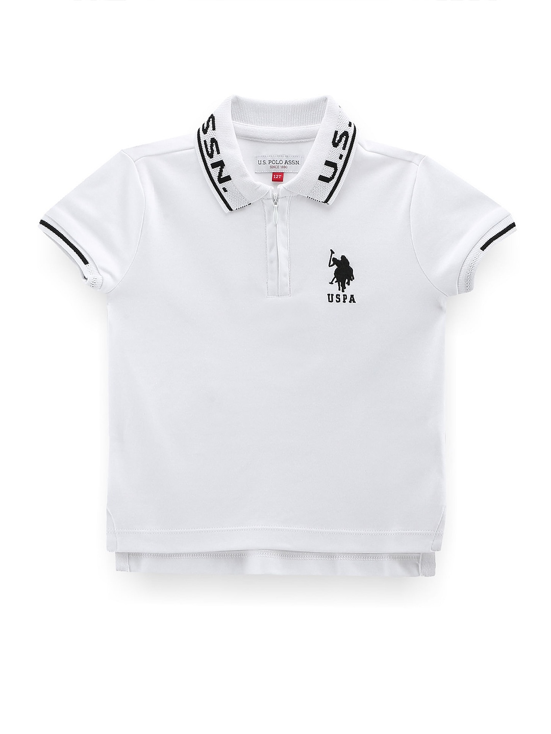 

U.S. Polo Assn. Kids Polo Collar Applique Cotton T-shirt, White