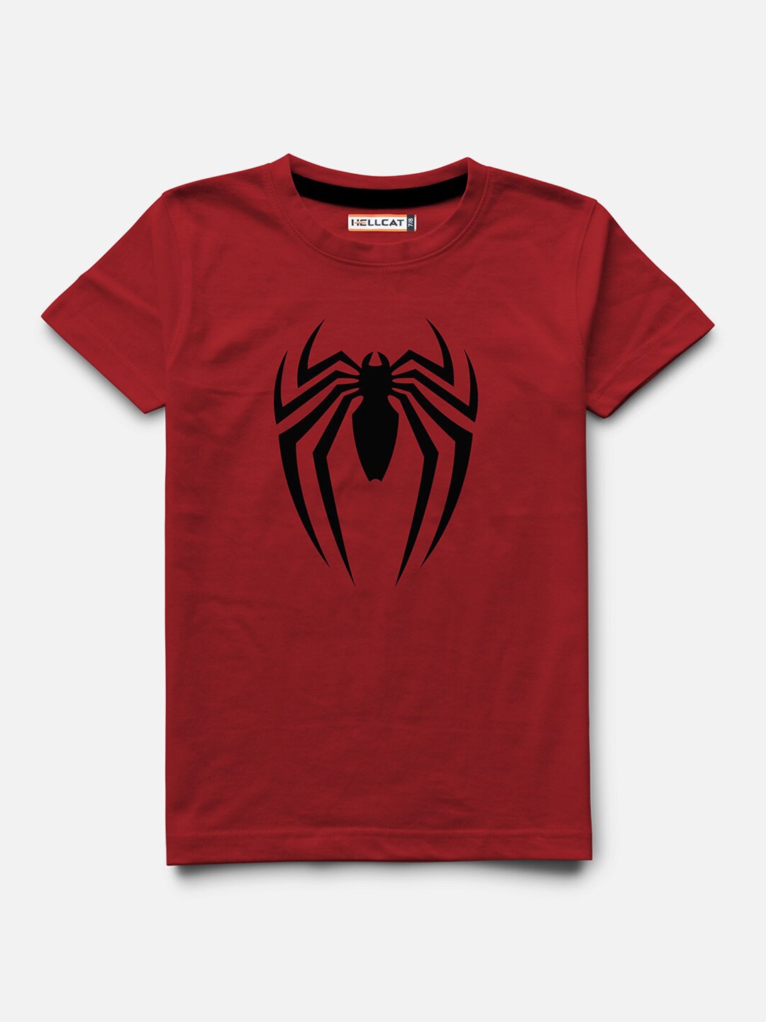 

HELLCAT Boys Graphic Printed Cotton T-shirt, Maroon