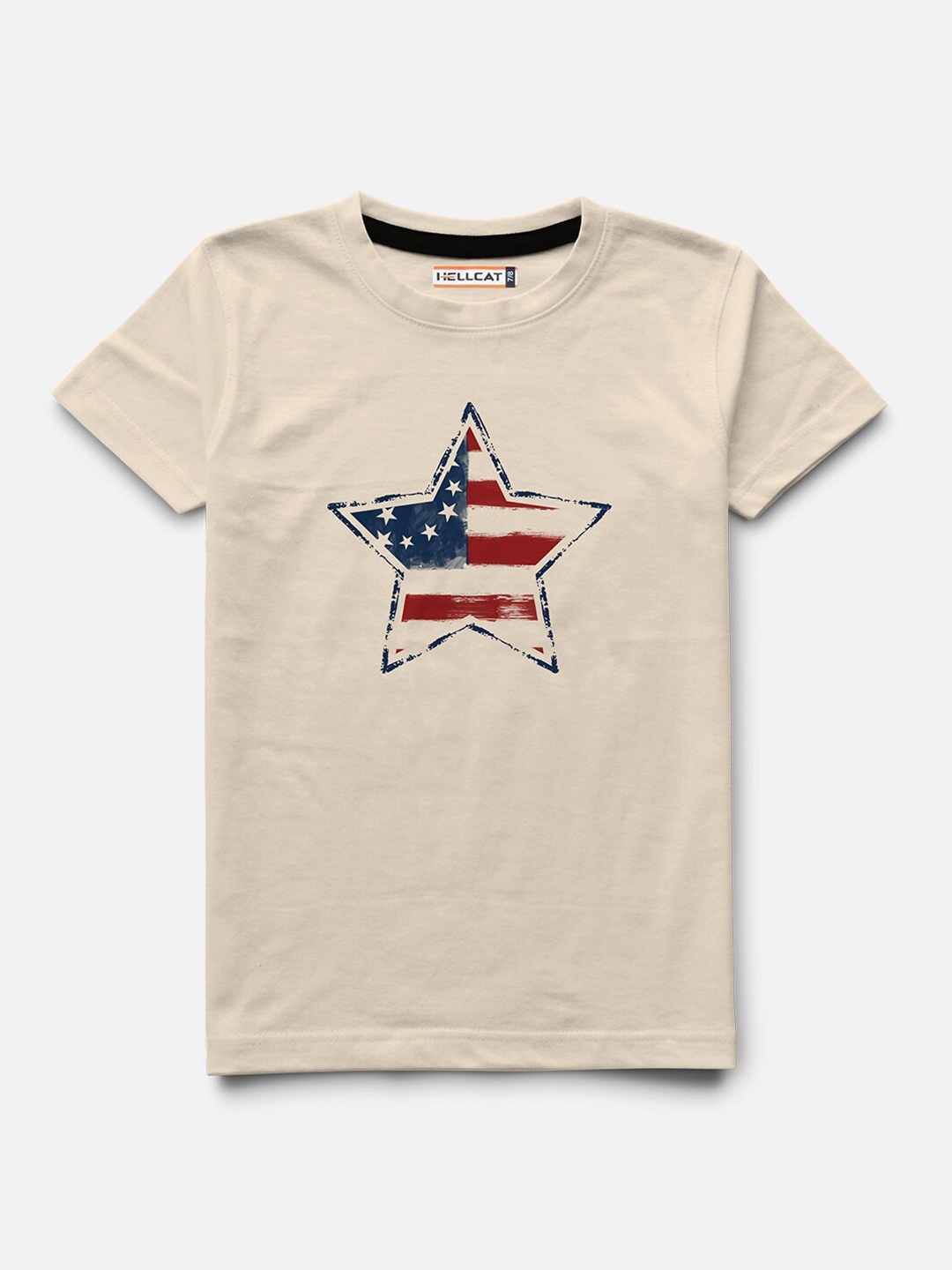 

HELLCAT Boys Graphic Printed Cotton T-shirt, Beige