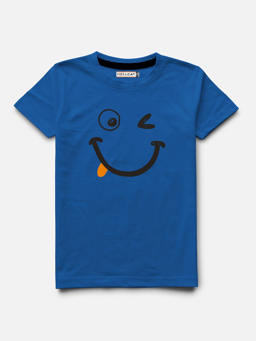 

HELLCAT Boys Typography Printed Cotton T-shirt, Blue