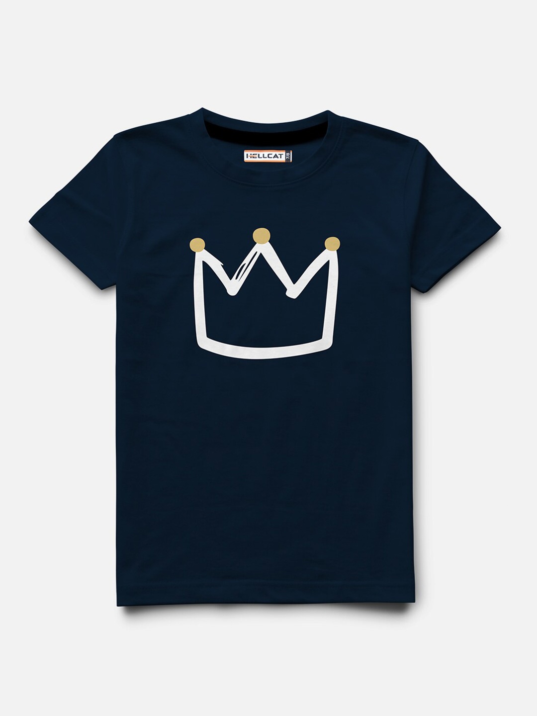

HELLCAT Boys Graphic Printed Cotton T-shirt, Navy blue