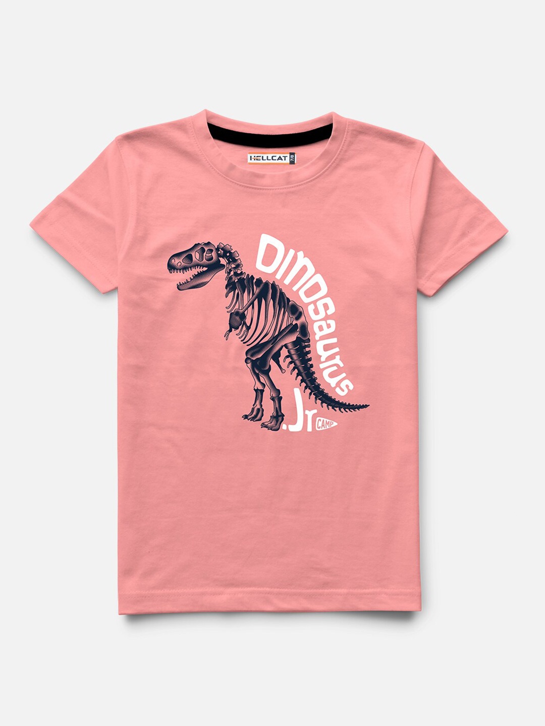 

HELLCAT Boys Graphic Printed Cotton T-shirt, Pink