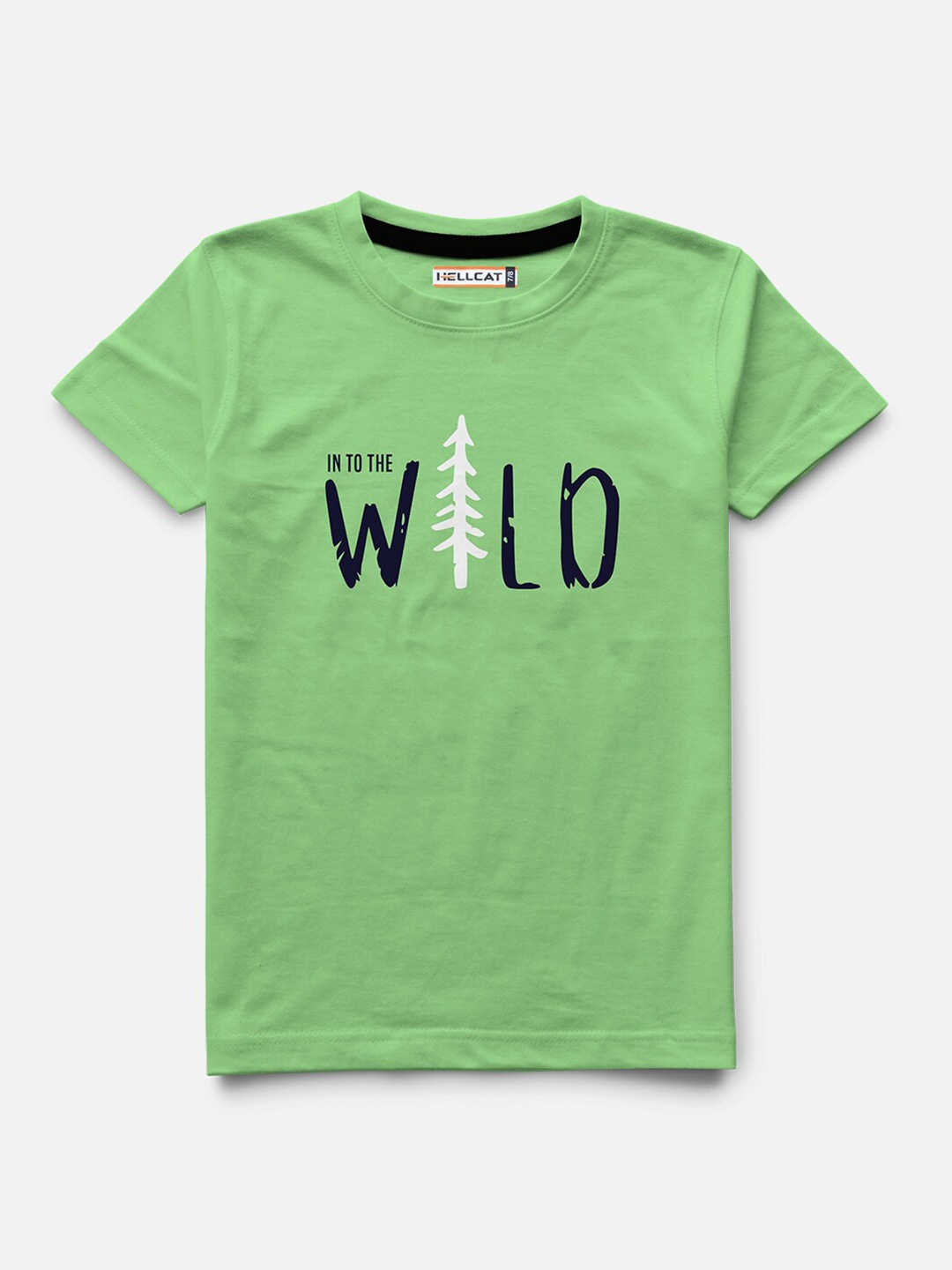

HELLCAT Boys Typography Printed Cotton T-shirt, Green