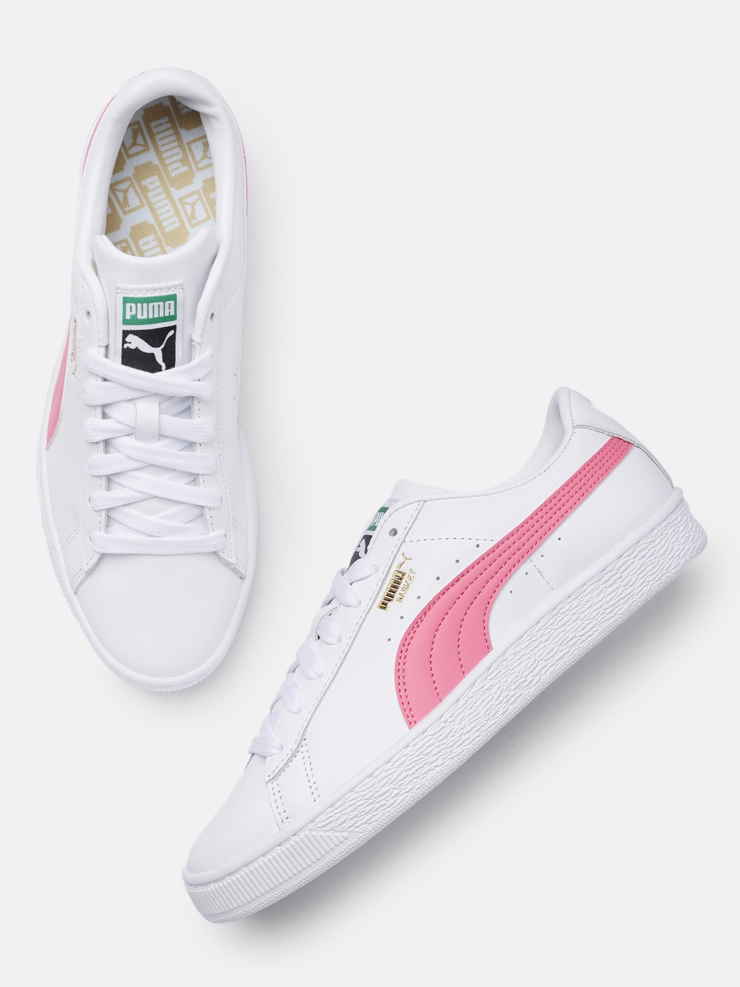 

Puma Men Basket Classic XXI Colourblocked Leather Sneakers, White