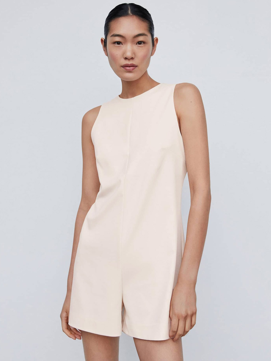 

MANGO Straight Playsuit, Cream
