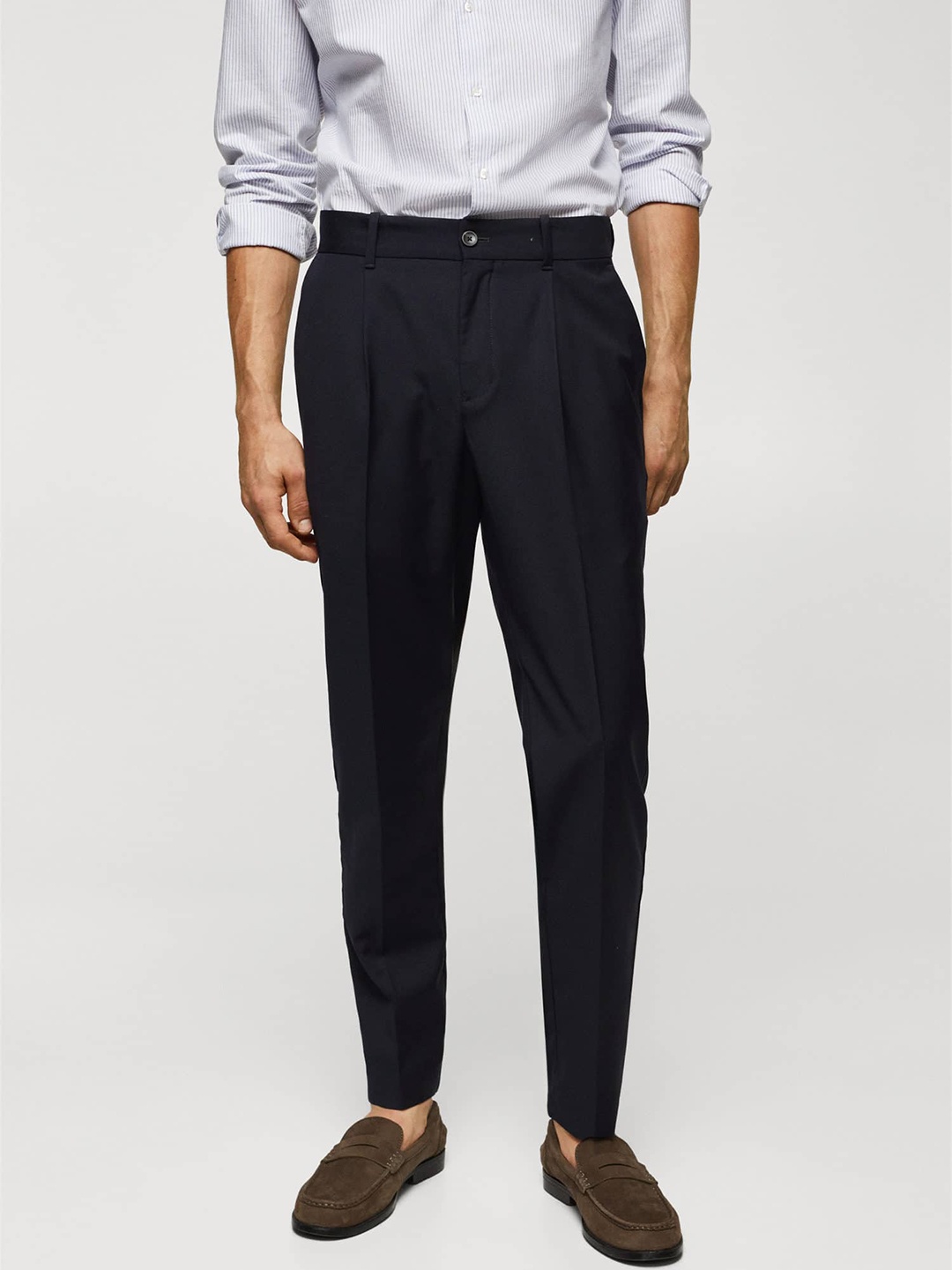 

MANGO MAN Pleated Trousers, Navy blue