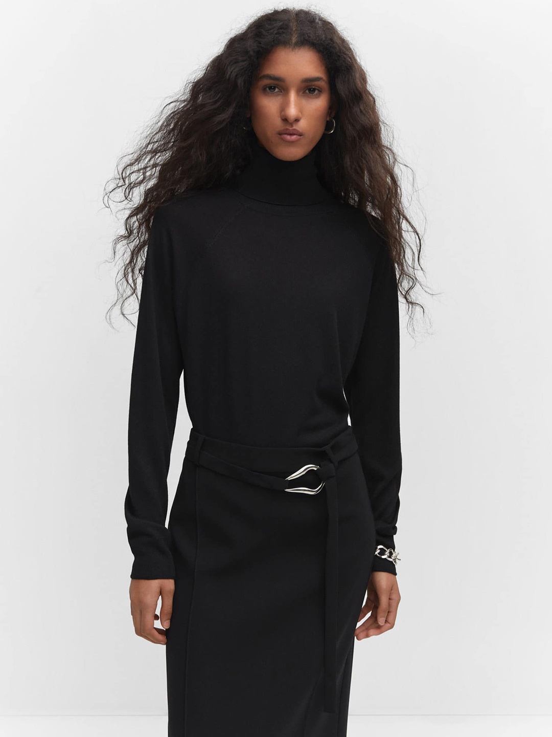 

MANGO Women Turtle Neck Pullover, Black