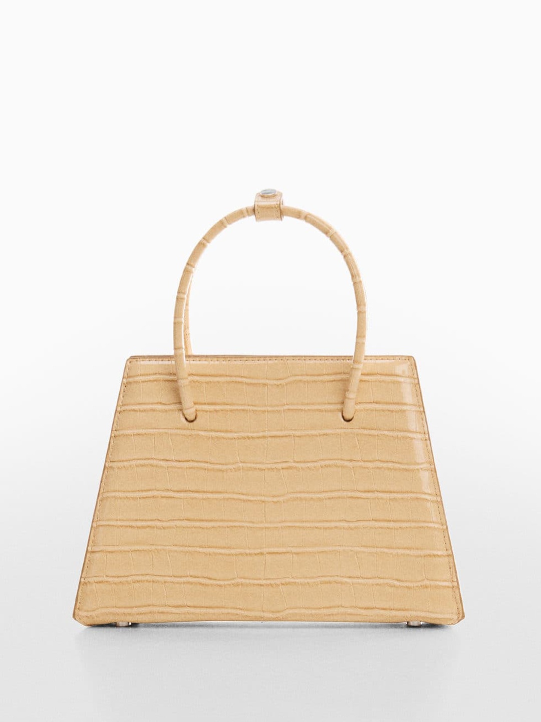 

MANGO Croco-Textured Structured Handheld Bag, Beige