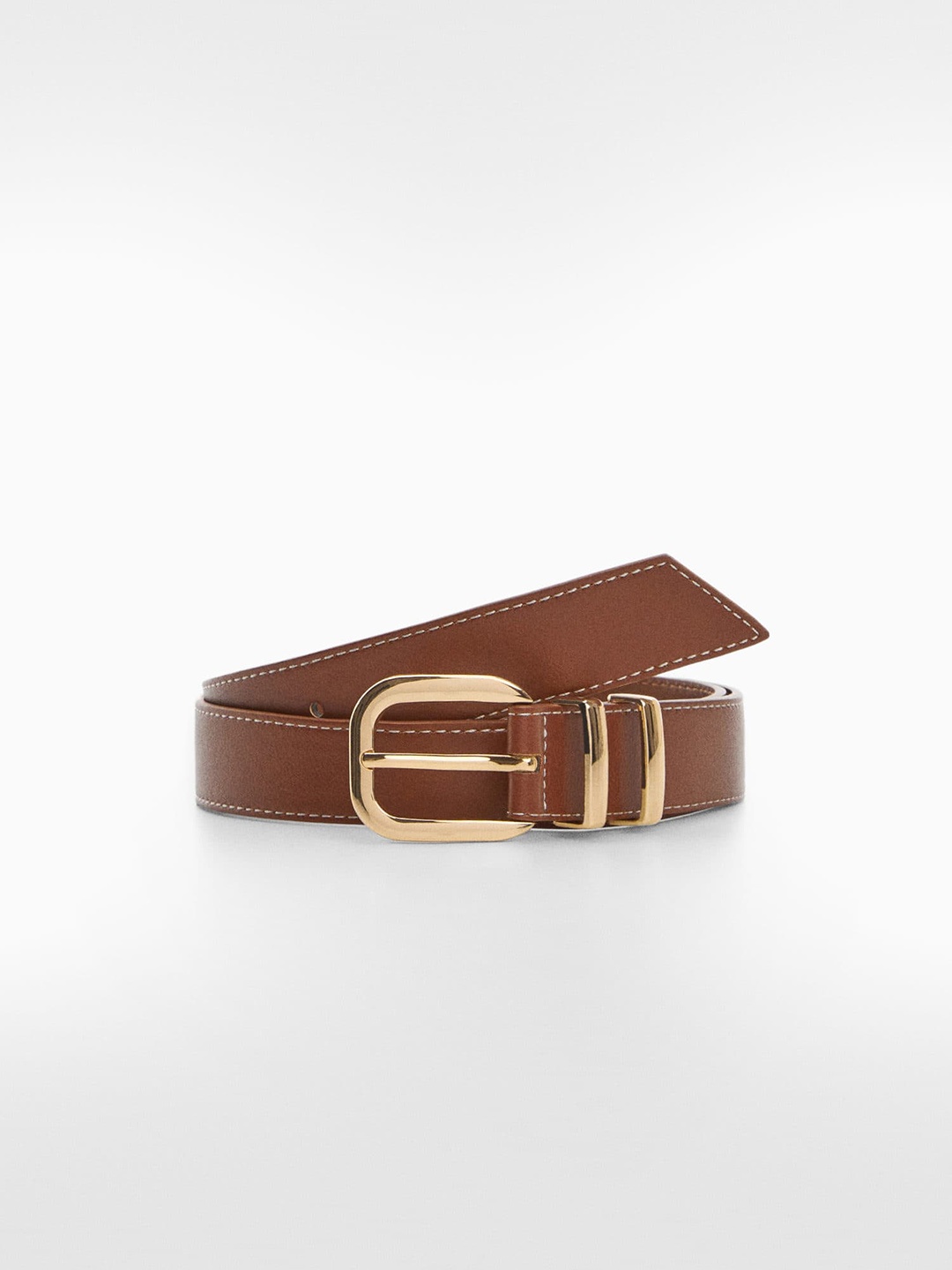 

MANGO Women Metal Buckle Belt, Brown