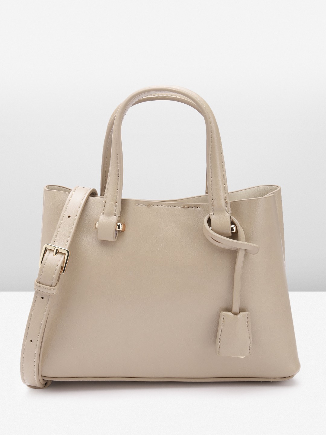 

MANGO Structured Handheld Bag, Beige