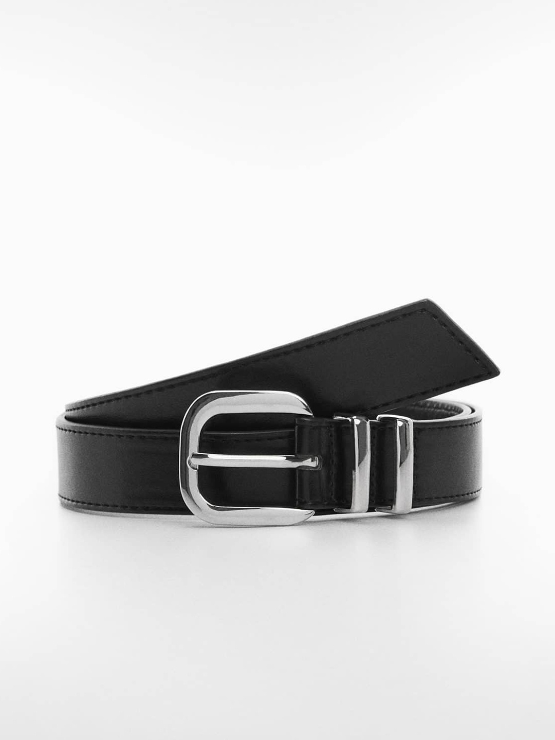 

MANGO Women Metal Buckle Belt, Black