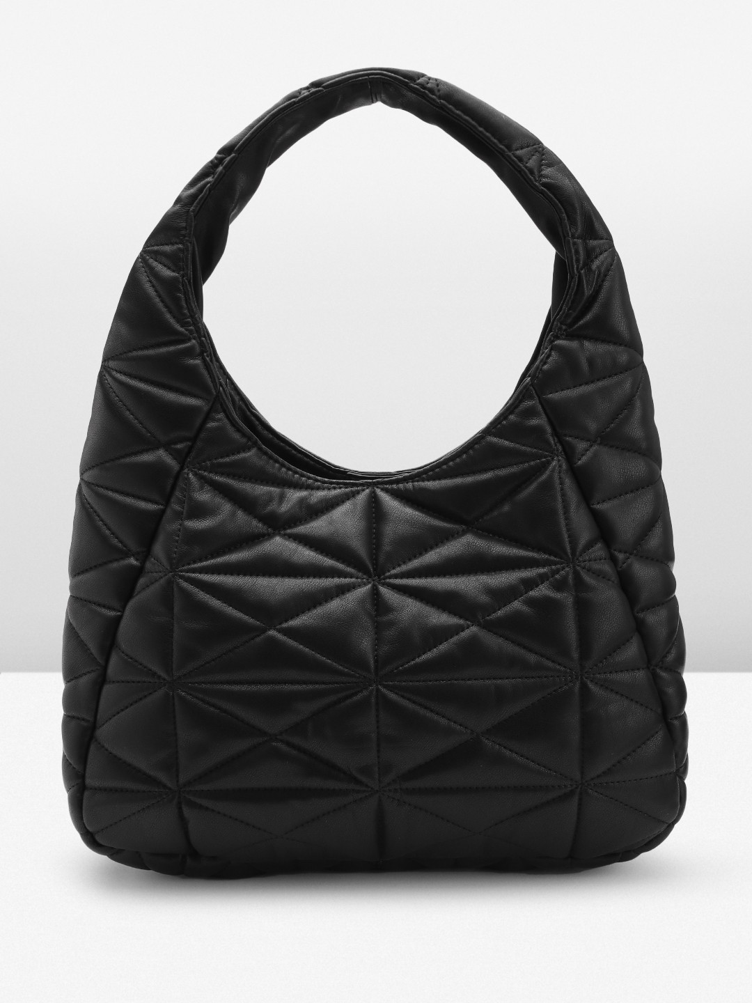 

MANGO Geometric Textured Structured Shoulder Bag with Quilted Detail, Black