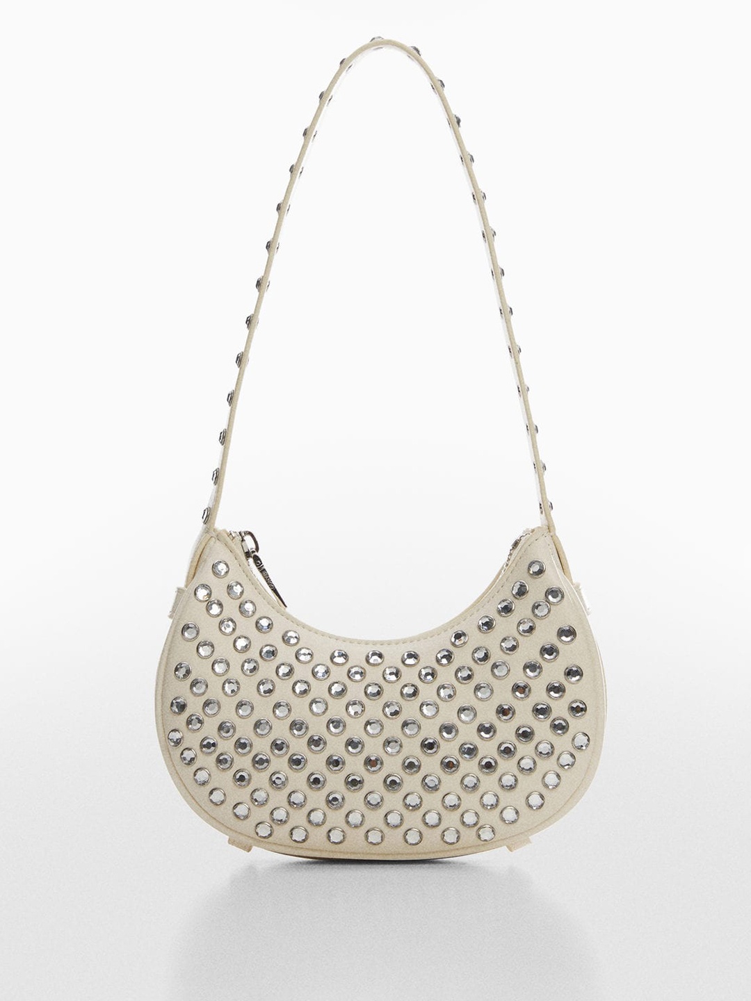 

MANGO Embellished Shoulder Bag, Cream