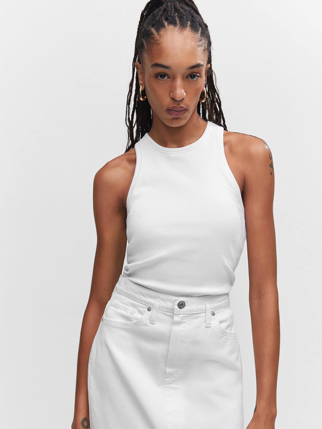 

MANGO Racerback Tank Top, White