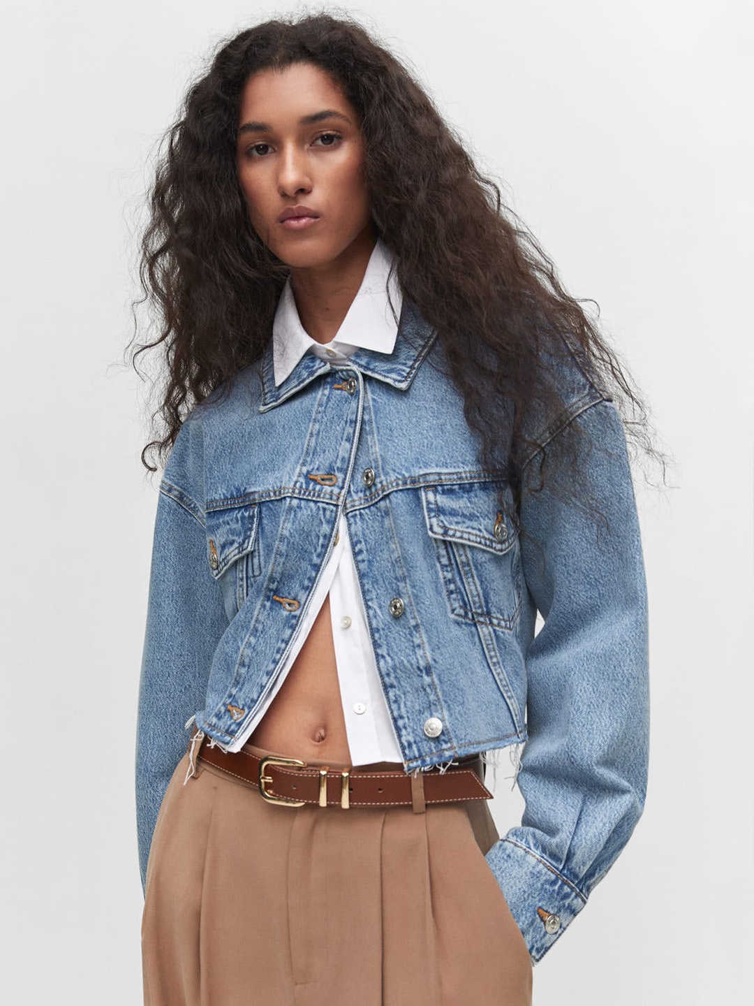 

MANGO Cotton Denim Jacket, Blue