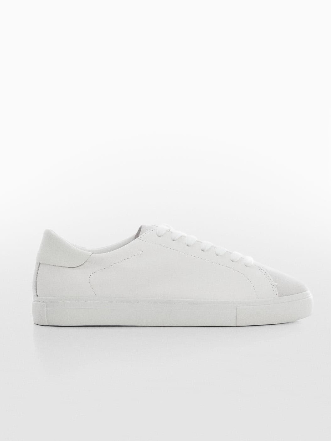 

MANGO Women Round Toe Leather Sneakers, White