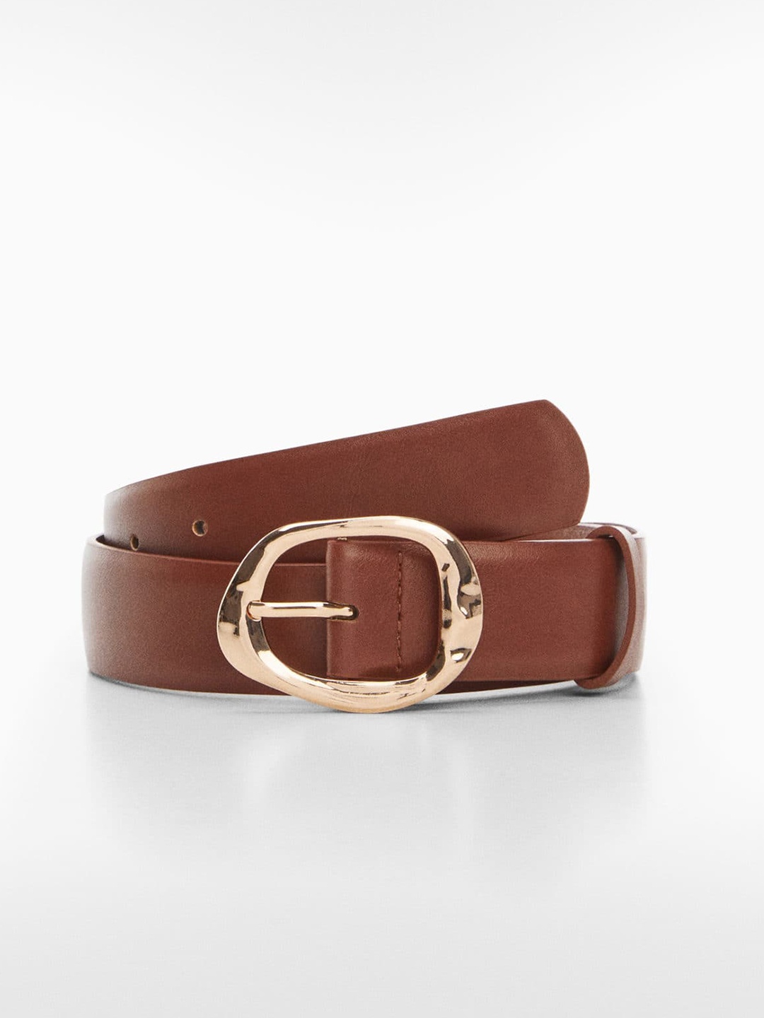 

MANGO Women Metal Buckle Belt, Brown