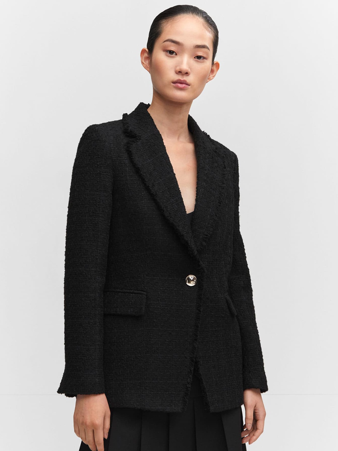 

MANGO Notched Lapel Formal Blazer, Black