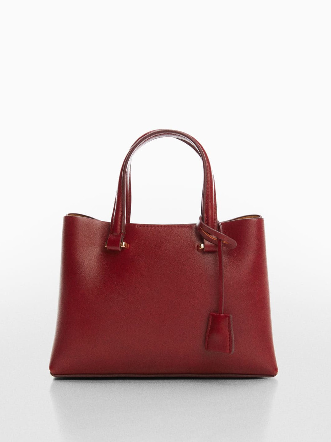 

MANGO MaroonStructured Handheld Bag With Non-Detachable Strap, Maroon