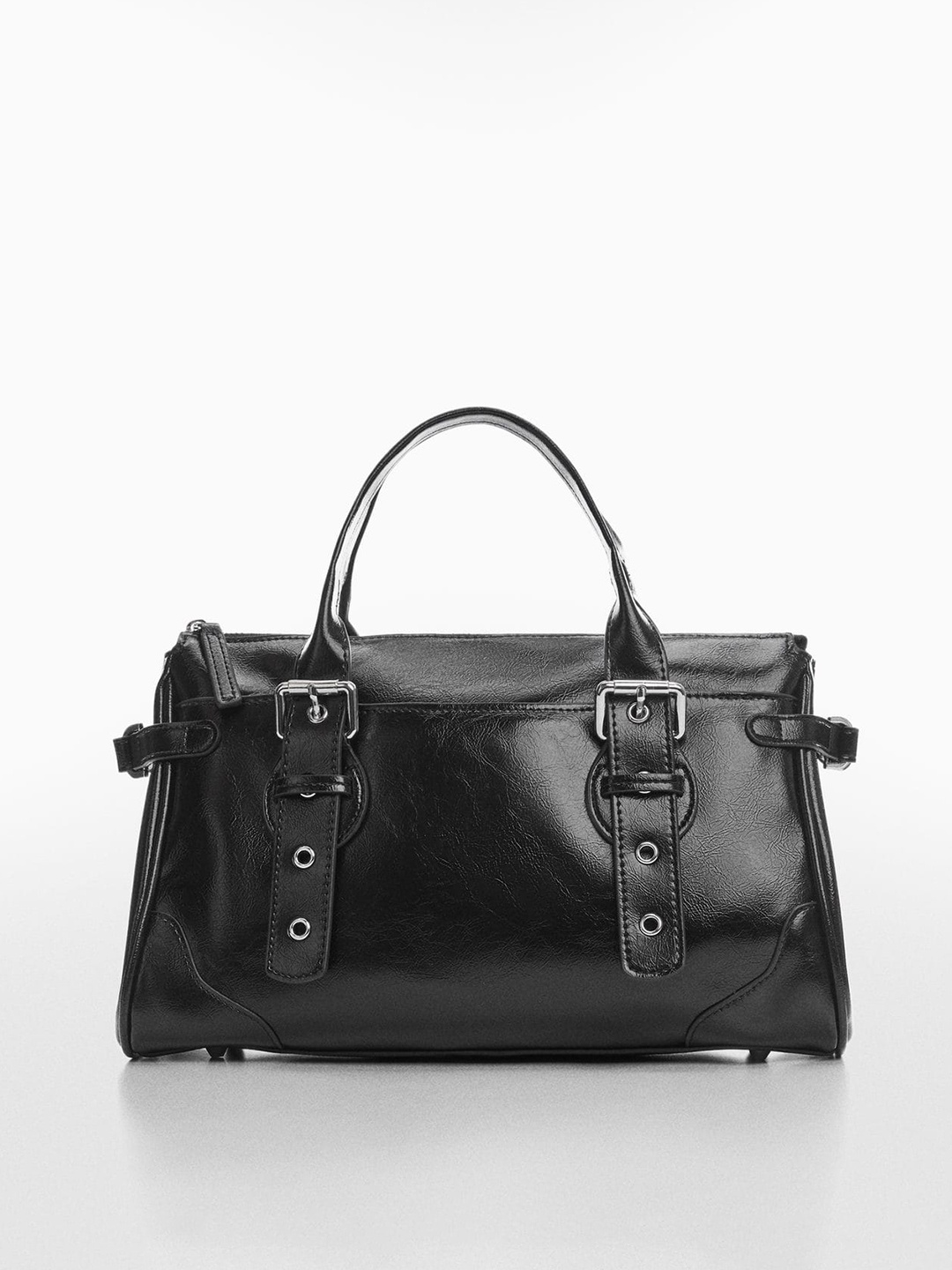 

MANGO Black Structured Handheld Bag With Non-Detachable Strap