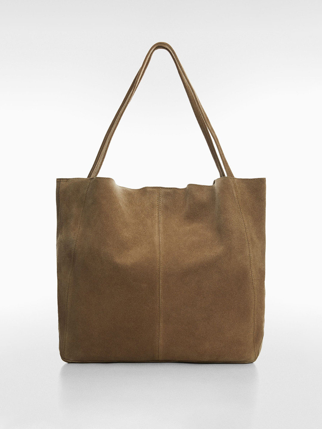 

MANGO Leather Shoulder Bag, Olive