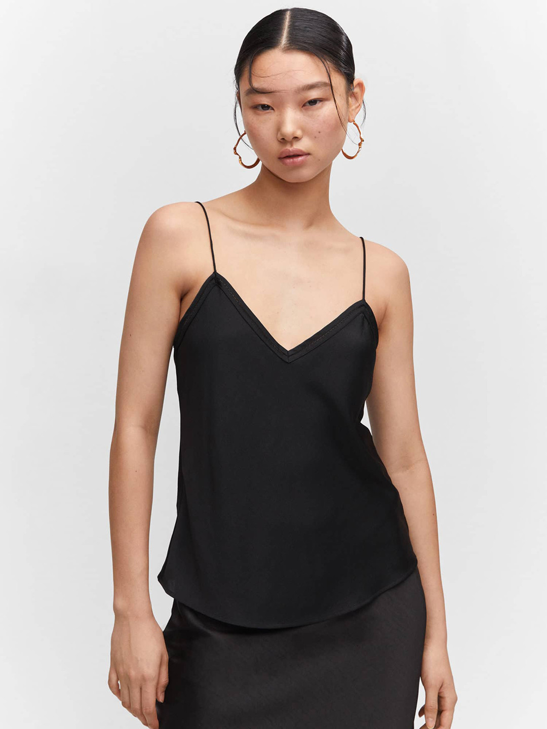

MANGO Shoulder Straps Top, Black