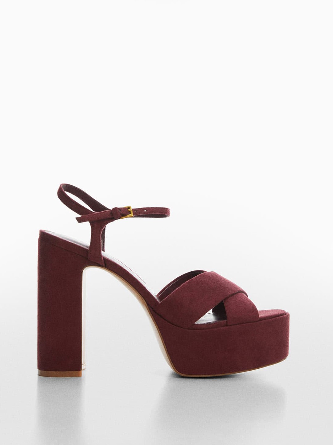 

MANGO Round-Toe Platform Heels, Burgundy