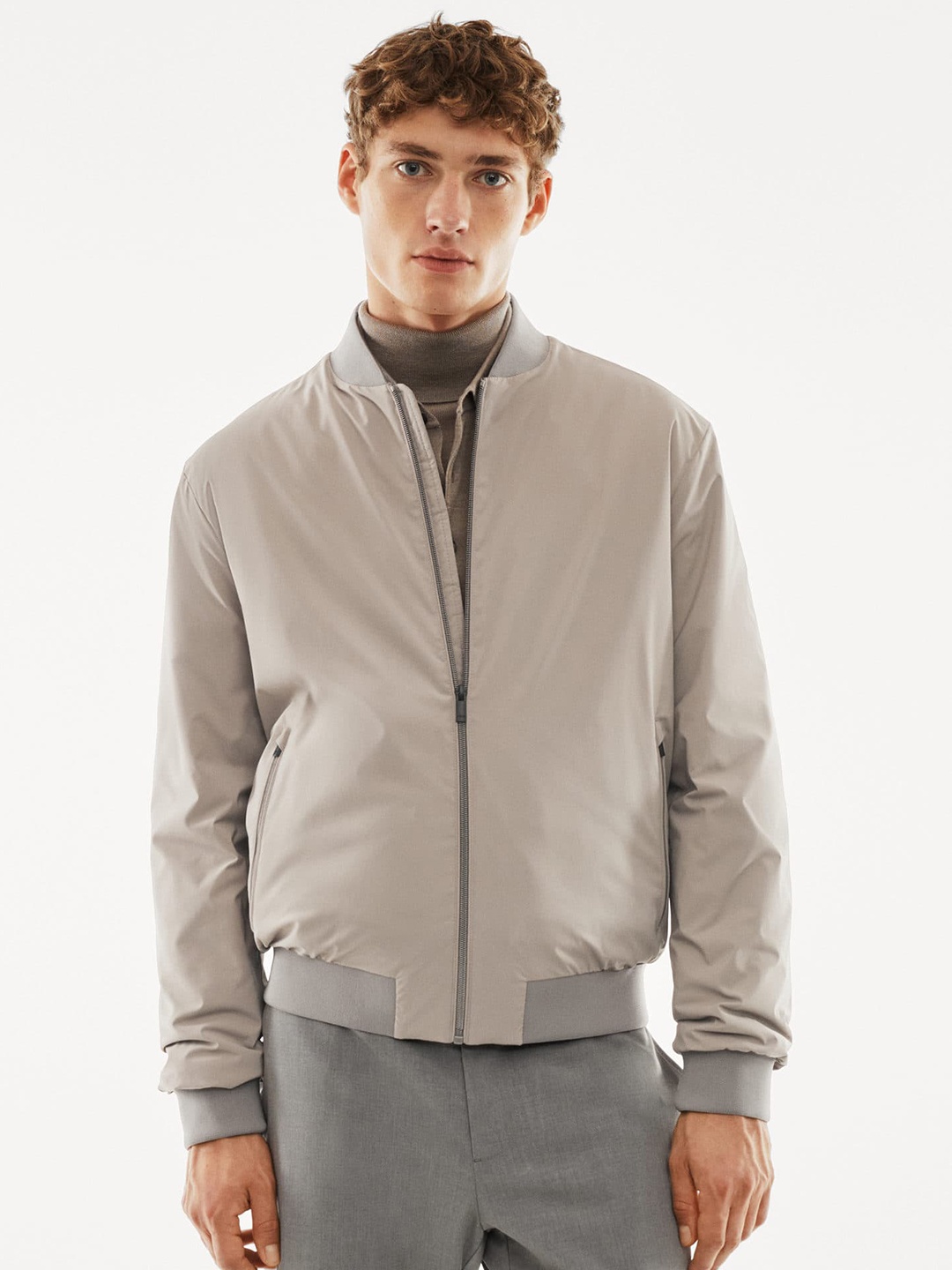 

MANGO MAN Bomber Jacket, Taupe