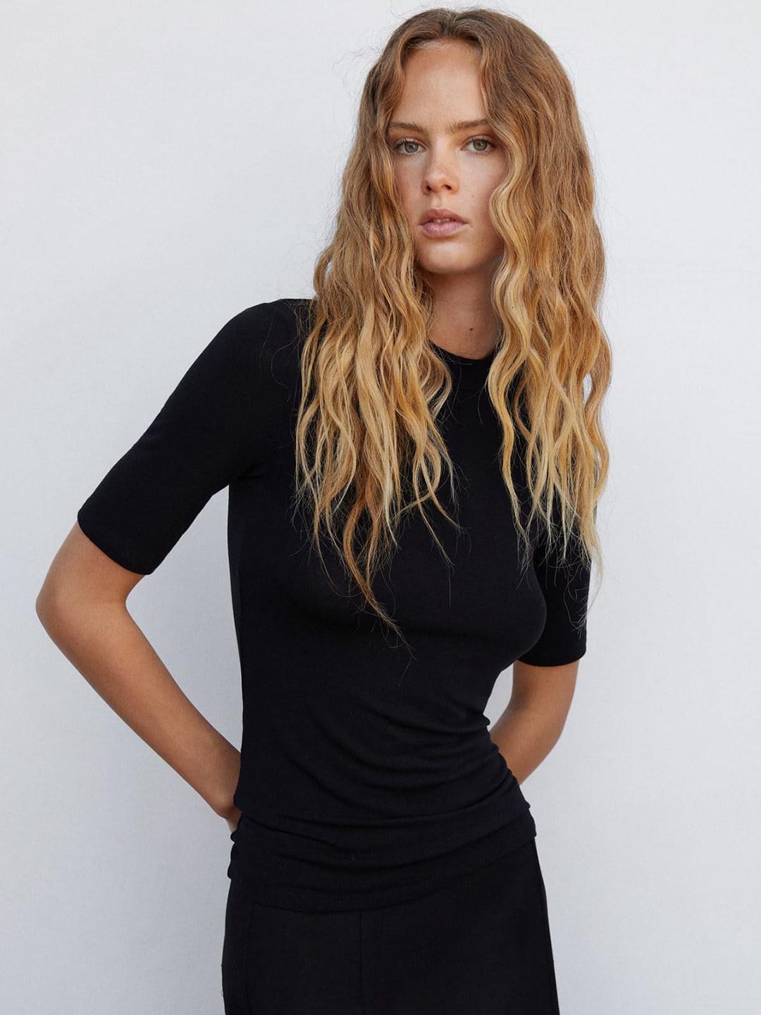 

MANGO High Neck T-shirt, Black