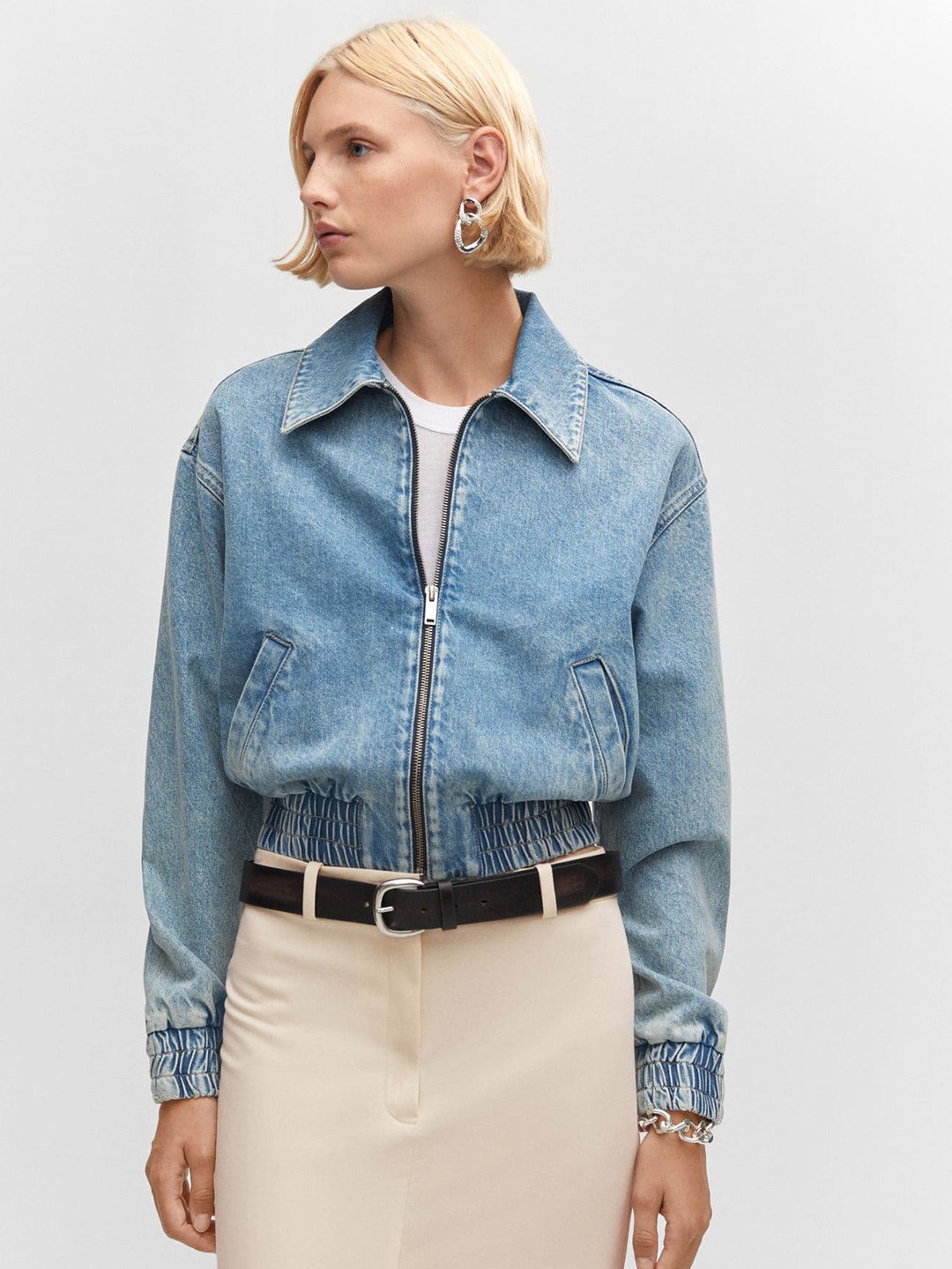 

MANGO Cotton Denim Jacket, Blue