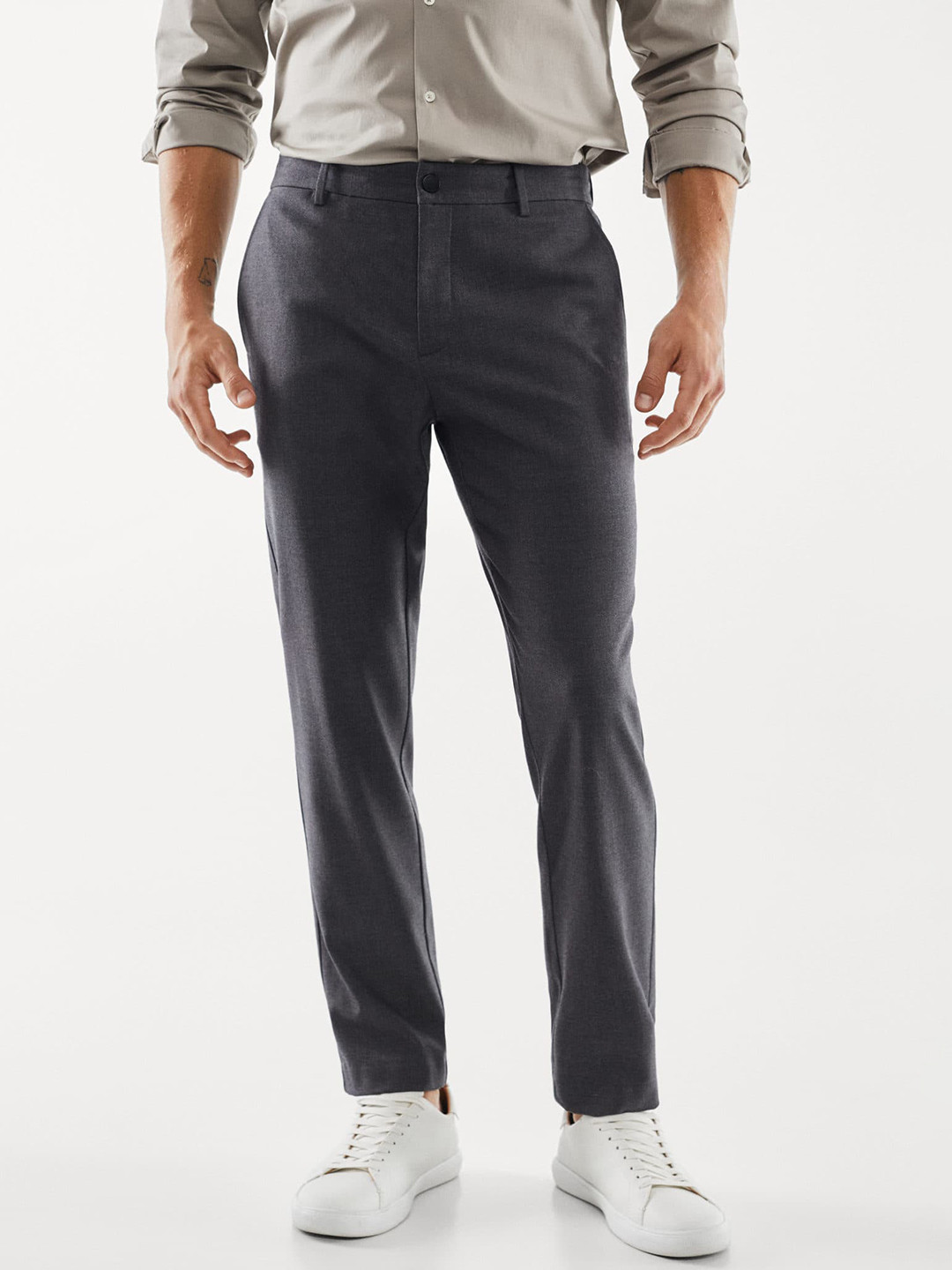 

MANGO MAN Solid Trousers, Blue