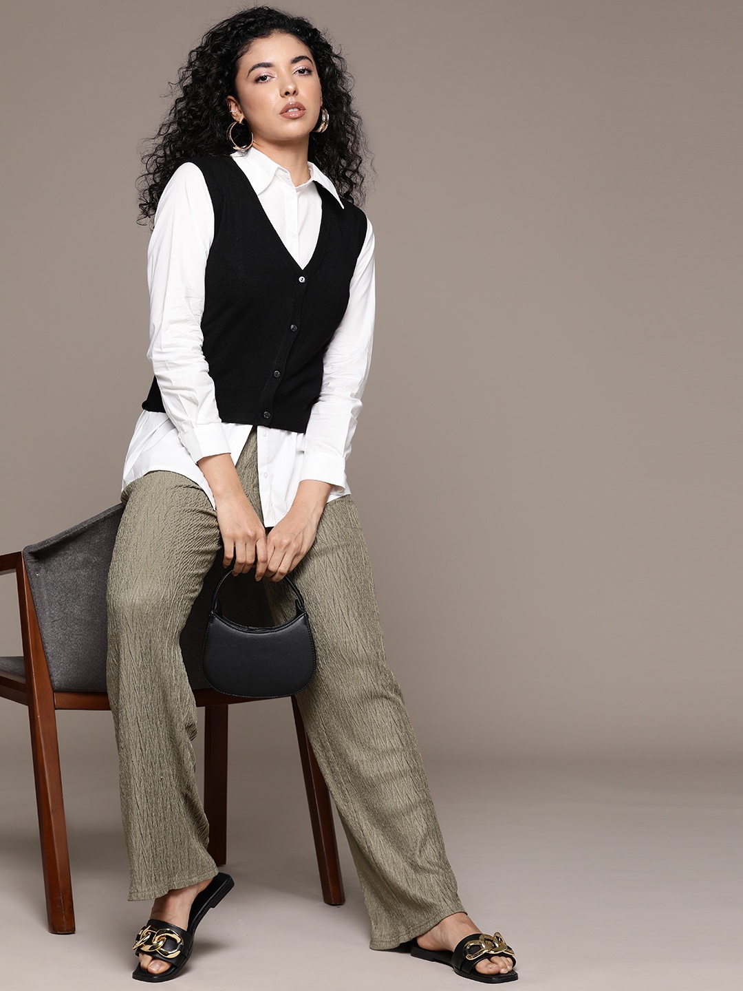 

MANGO V-Neck Sleeveless Cardigan, Black