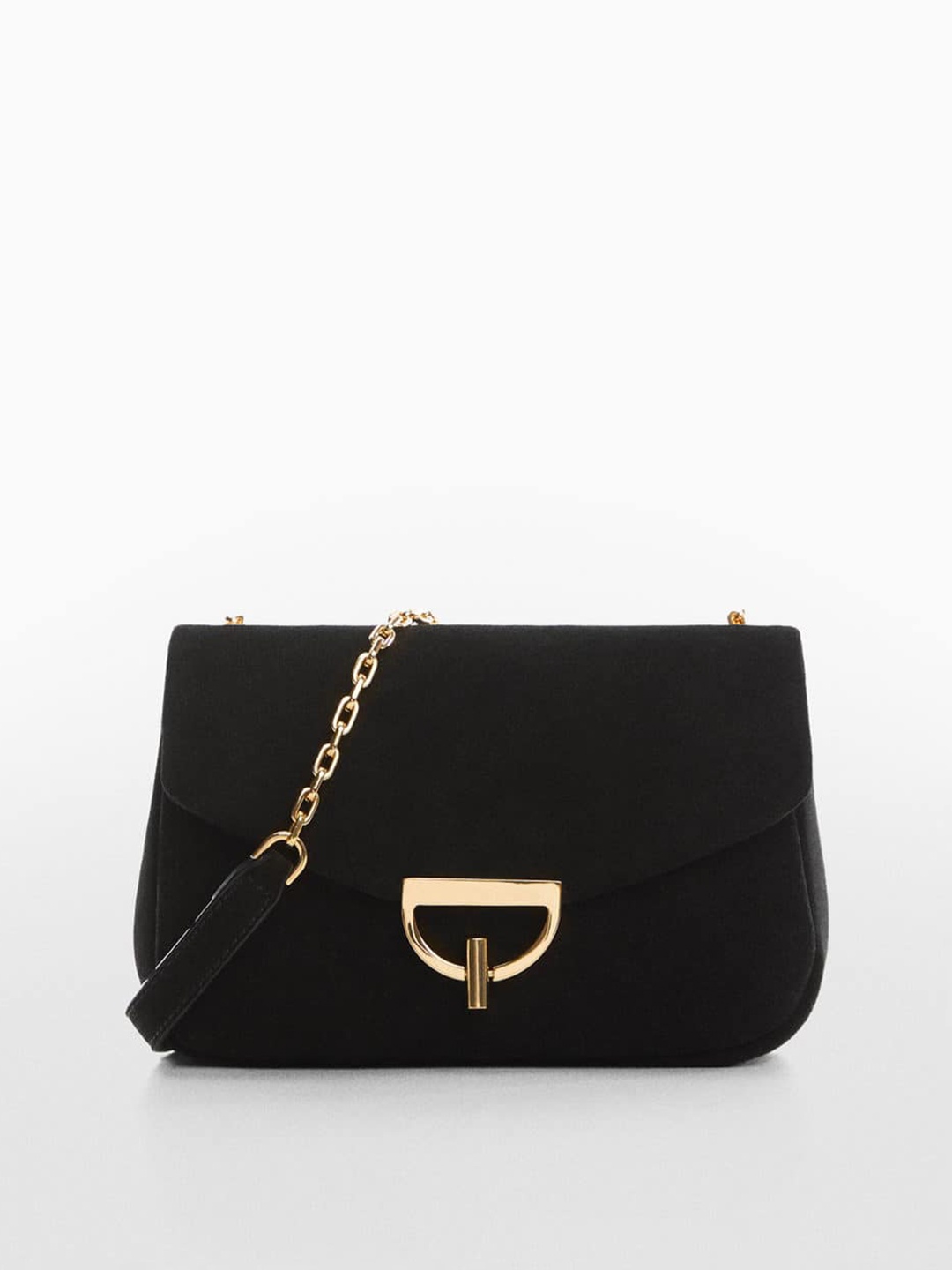 

MANGO Leather Structured Sling Bag, Black