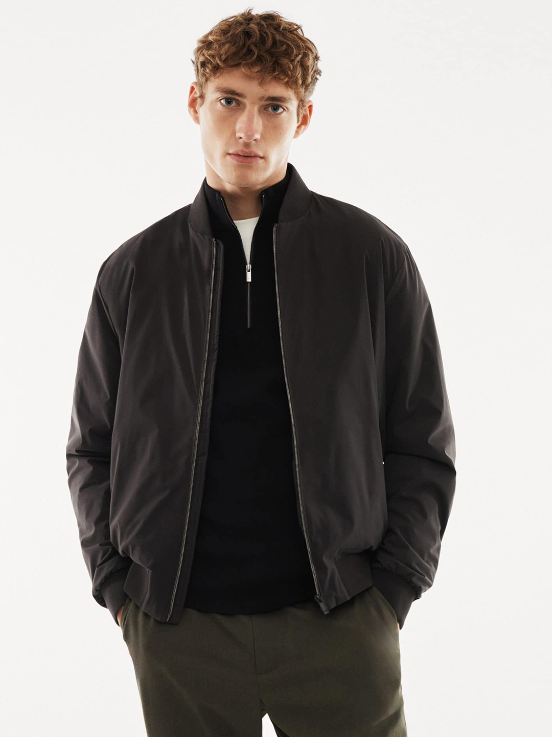 

MANGO MAN Bomber Jacket, Black