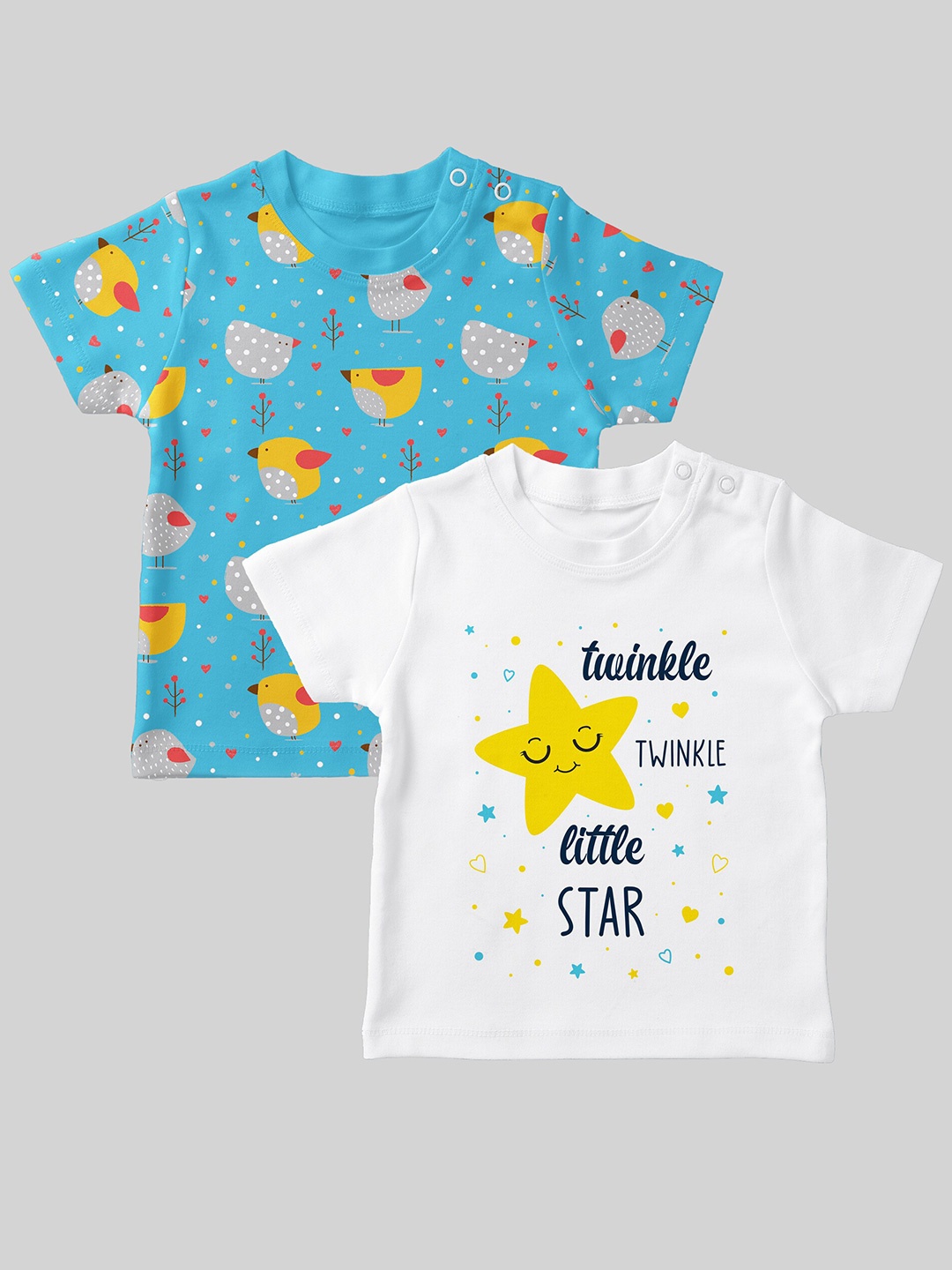 

Mojua Kids Pack Of 2 Conversational Printed Bio Finish Cotton T-shirts, Turquoise blue