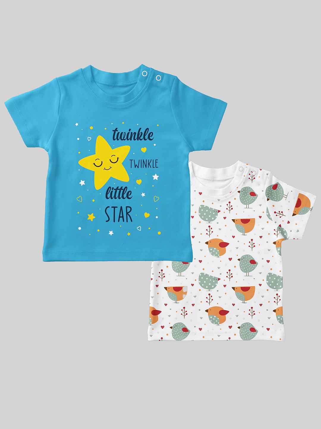 

Mojua Kids Pack Of 2 Conversational Printed Bio Finish Cotton T-shirts, Blue