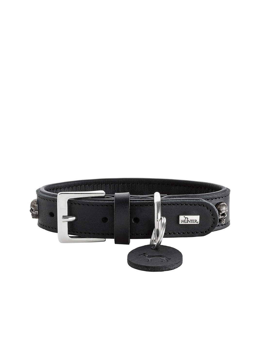 

HUNTER Decorative Skull Trim Leather Pet Collar, Black
